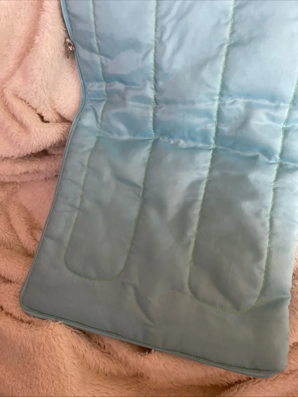 American Girl Light Blue and Cream Doll Blanket/Sleeping Bag with Zipper